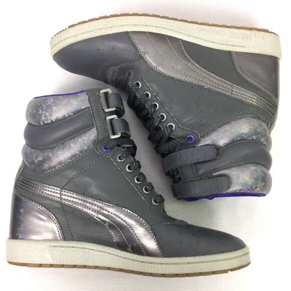 Puma Sky Hi Contact Wedge Gray Leather Retro High Top Futuristic Sneaker 10 - Picture 6 of 12